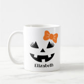 Niedlich Girl Kürbislaterne Pumpkin Face Monogram Kaffeetasse (Links)