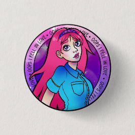 Niedlich Girl Liebe Pink Anime Girl Button