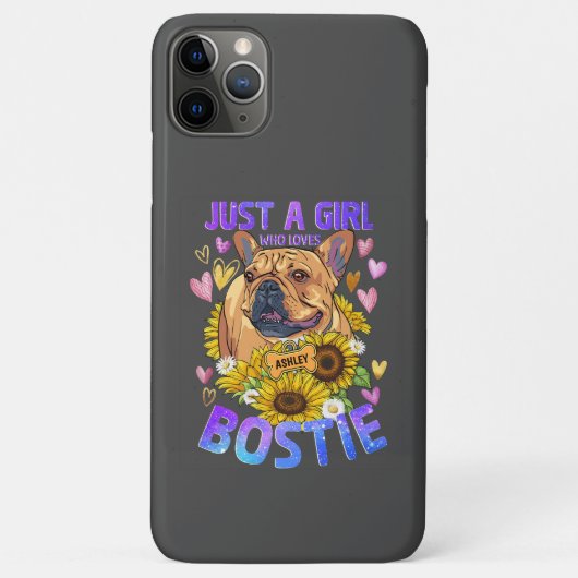 Niedlich Girl Lieben Boston Terrier Sunflower Case (Rückseite)