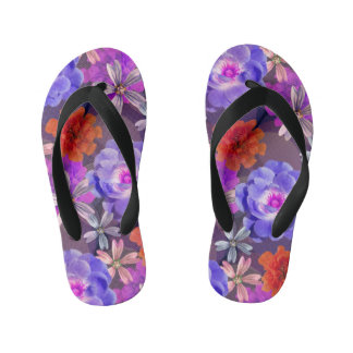 Niedlich & Girl Lila Blumenmuster Trendy Colorful Kinderbadesandalen