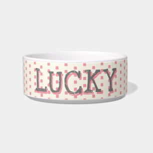 Niedlich Girl Lucky Pink Clover Pattern Name Napf