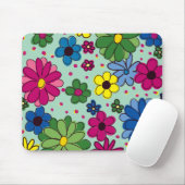 Niedlich, Girl Mint Green mit farbenfroher Blüte Mousepad (Mit Mouse)