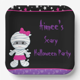Niedlich Girl Mummy Halloween-Party Pappteller