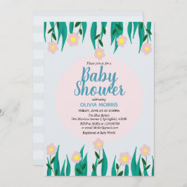 Niedlich Girl Otter Cartoon Blume & Name Baby Dusc Einladung