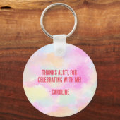 Niedlich Girl Pastel Rainbow Pink Axolotl Geburtst Schlüsselanhänger (Rückseite)