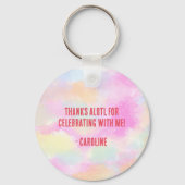 Niedlich Girl Pastel Rainbow Pink Axolotl Geburtst Schlüsselanhänger (Rückseite)