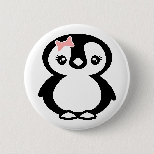 Niedlich Girl Penguin Button (Vorderseite)