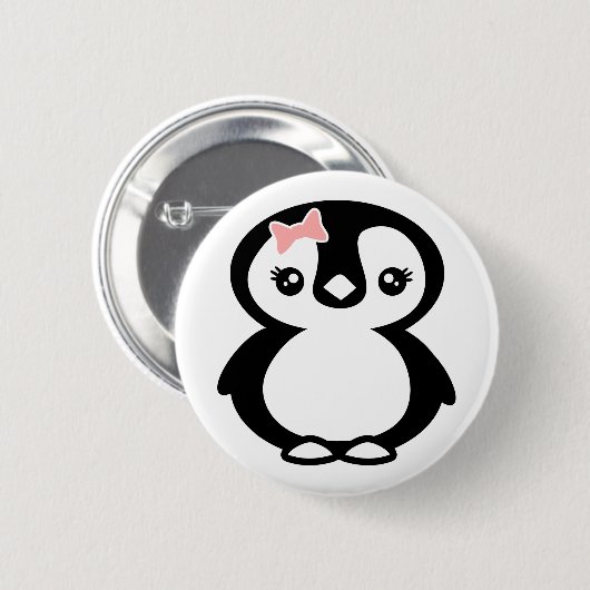 Niedlich Girl Penguin Button (Vorne & Hinten)
