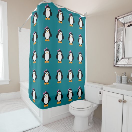 Niedlich Girl Penguin Duschvorhang (Beispiel)