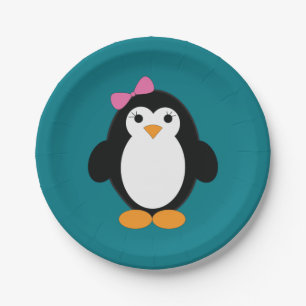 Niedlich Girl Penguin Pappteller