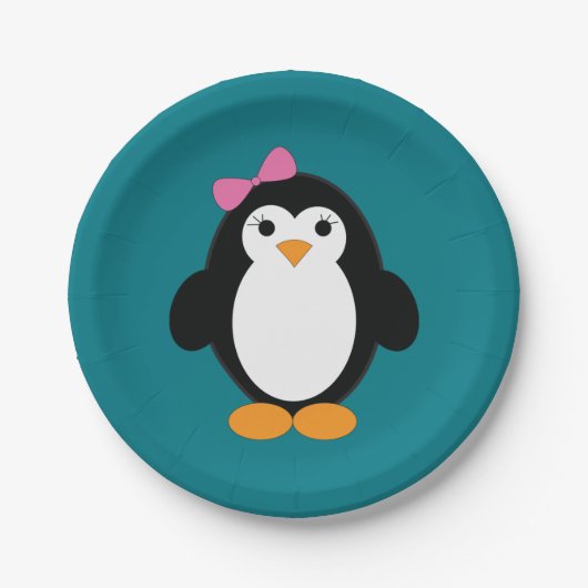 Niedlich Girl Penguin Pappteller (Vorderseite)