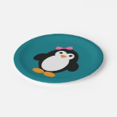 Niedlich Girl Penguin Pappteller (Schrägansicht)