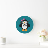 Niedlich Girl Penguin Runde Wanduhr (Zuhause)