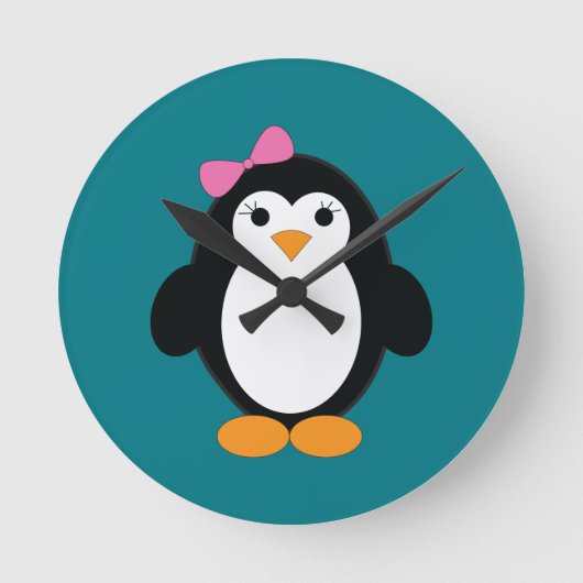 Niedlich Girl Penguin Runde Wanduhr (Vorderseite)