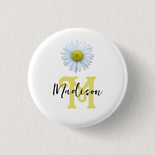 Niedlich Girl-personalisiert Monogramm Button (Vorderseite)