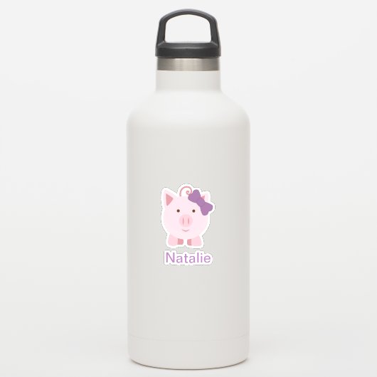 Niedlich Girl Pig Aufkleber (Wassserflasche)