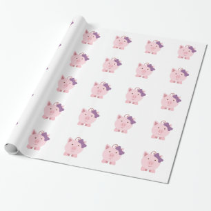 Niedlich Girl Pig Geschenkpapier