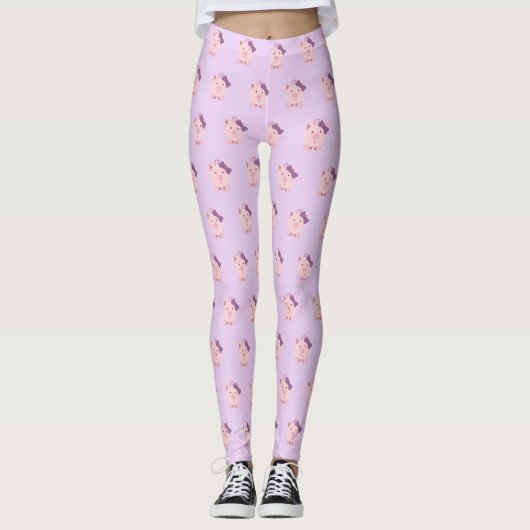 Niedlich Girl Pig Leggings (Vorderseite)