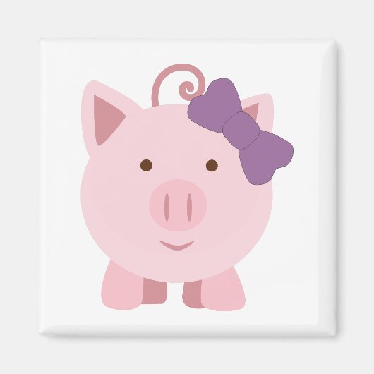 Niedlich Girl Pig Magnet (Vorne)