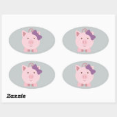 Niedlich Girl Pig Ovaler Aufkleber (Blatt)