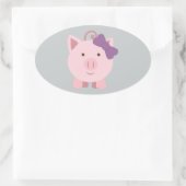 Niedlich Girl Pig Ovaler Aufkleber (Tasche)