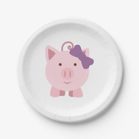 Niedlich Girl Pig Pappteller (Vorderseite)