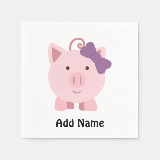 Niedlich Girl Pig Serviette (Vorderseite)