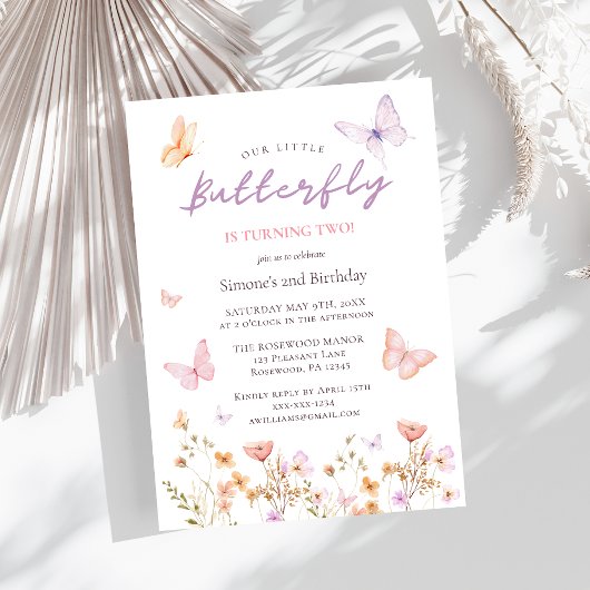 Niedlich Girl Pink 2. Geburtstag Einladung