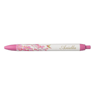Niedlich Girl-Pink-Blume Personalisiert Name Kugelschreiber