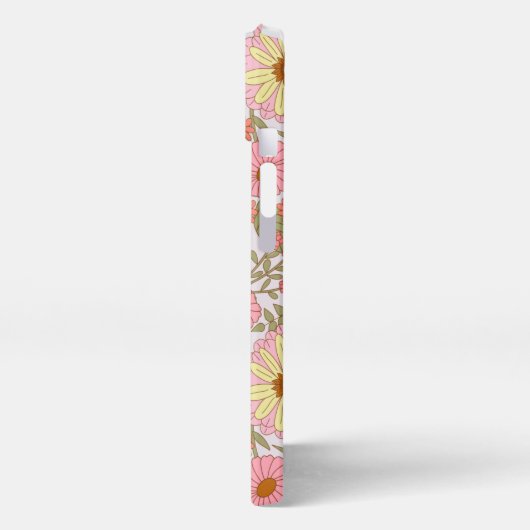 Niedlich Girl-Pink-Blumenmuster Mit Monogramm iPhone Hülle (Linke Seite)