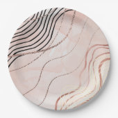 Niedlich Girl Pink Bohemische Rose Gold Design Pappteller (Vorderseite)