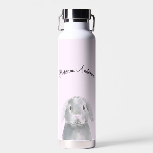 Niedlich Girl Pink Bunny Personalisierter Name Ein Trinkflasche (Vorne)