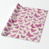 Niedlich Girl Pink Butterfly Pattern Geschenkpapier (Ungerollt)