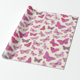 Niedlich Girl Pink Butterfly Pattern Geschenkpapier