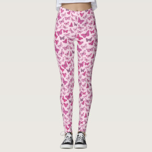 Niedlich Girl Pink Butterfly Pattern Leggings