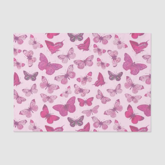 Niedlich Girl Pink Butterfly Pattern Seidenpapier (Vorderseite)