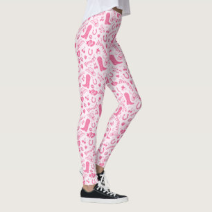 Niedlich Girl Pink Cowgirl Bows Cherries Leggings