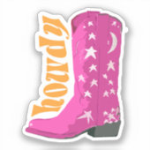 Niedlich Girl Pink Cowgirl Stiefelschuh Howdy Aufkleber (Vorderseite)