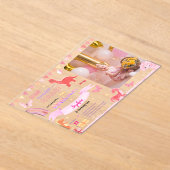 Niedlich Girl Pink Dino Dinosaur Foto Kindergeburt Acryleinladungen (Ablage )