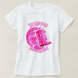 Niedlich Girl Pink Disco Ball Cowgirl Boot T-Shirt