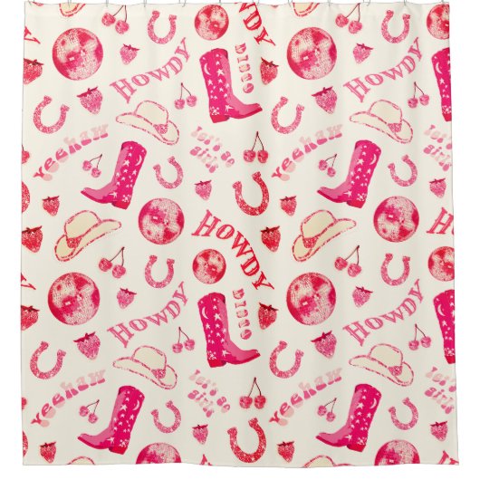 Niedlich Girl Pink Disco Cowgirl Ästhetik Duschvorhang (Vorderseite)