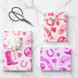 Niedlich Girl Pink Disco Cowgirl Ästhetik Geschenkpapier Set