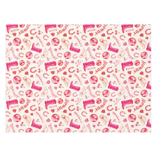 Niedlich Girl Pink Disco Cowgirl Ästhetik Tischdecke (Vorderseite (Horizontal))