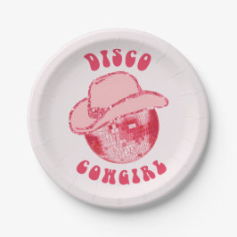 Niedlich Girl Pink Disco Cowgirl Glitzer Pappteller