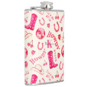 Niedlich Girl Pink Disco Cowgirl Name Monogram Flachmann (Rechts)