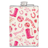 Niedlich Girl Pink Disco Cowgirl Name Monogram Flachmann (Rückseite)