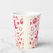 Niedlich Girl Pink Disco Cowgirl Name Monogram Pappbecher (Rechts)