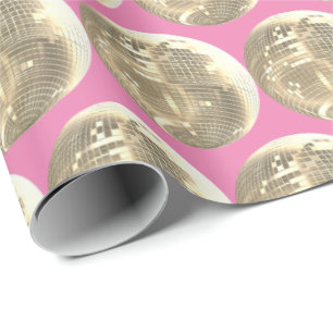 Niedlich Girl Pink Gold Disco Mirrorball Geschenkpapier