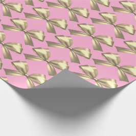 Niedlich Girl Pink Gold Satin Ästhetischer Bow Geschenkpapier