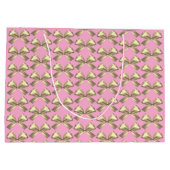 Niedlich Girl Pink Gold Satin Ästhetischer Bow Große Geschenktüte (Rückseite)